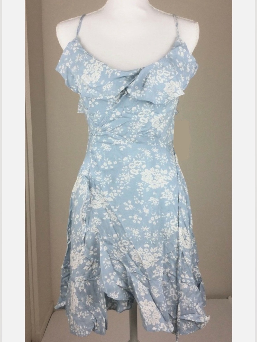 Denim & Supply Ralph Lauren Light Blue Floral Ruffle Wrap Dress